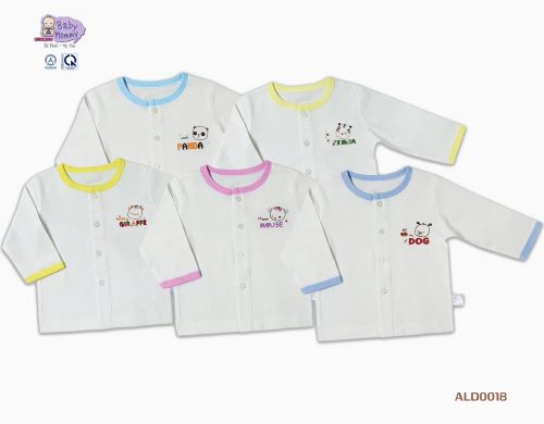 ALD0018 - Áo nút giữa trắng in tay dài BabyMommy