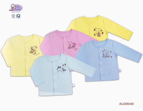 ALD0040 - Áo nút giữa màu in tay dài BabyMommy