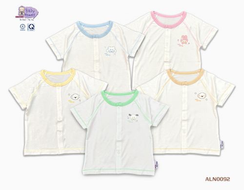 ALN0092 - Áo TN cài giữa trắng viền màu BabyMommy