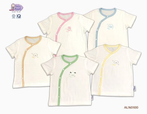 ALN0100 - Áo TN cài bên trắng viền màu BabyMommy