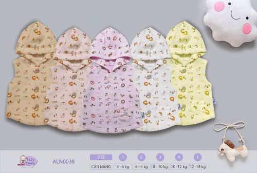 ALN0038 - Áo ghilê nón bé gái vải dệt bông BabyMommy