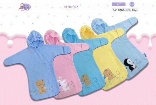 BOTN002 - Bộ túi ngủ tay dài vải dệt bông BabyMommy