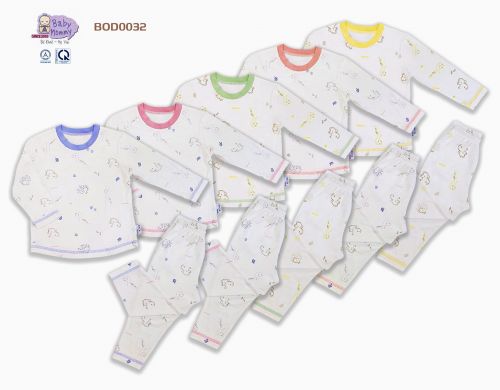 BOD0032 - Bộ dài bé gái trắng in phối bo cổ BabyMommy