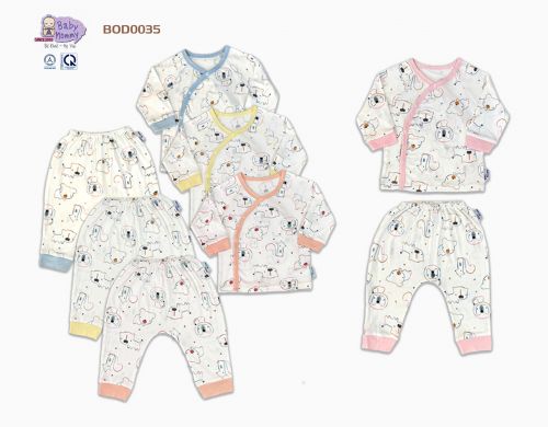 BOD0035 - Bộ dài ss cài chéo trắng in BabyMommy