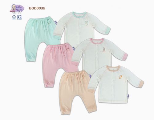 BOD0036 - Bộ dài sơ sinh cài giữa phối màu