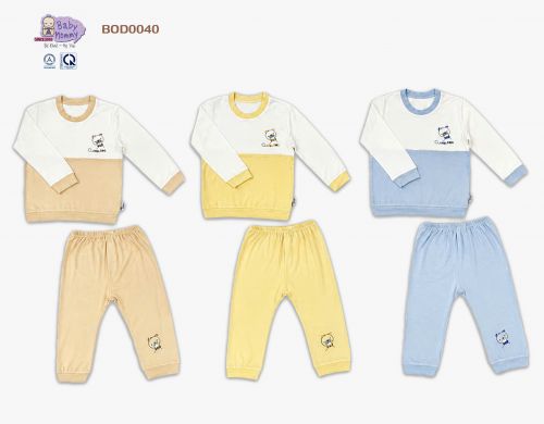 BOD0040 - Bộ dài bé trai trắng phối màu BabyMommy