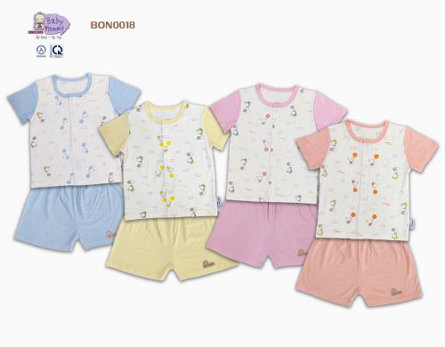 BON0018 - Bộ ngắn sơ sinh cài giữa phối màu BabyMommy