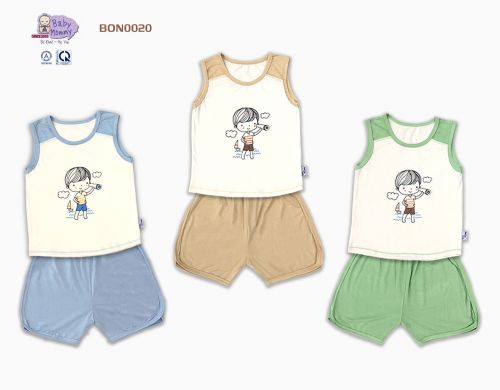 BON0020 - Bộ sát nách bé trai phối vai BabyMommy