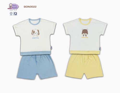 BON0022 - Bộ ngắn tay liền cài vai BabyMommy