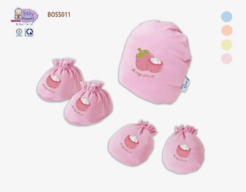 BOSS011 - Bộ nón 2 lớp+bao tay, chân in trái cây BabyMommy