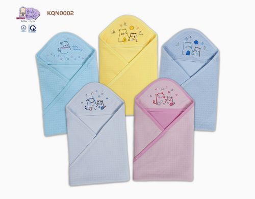 KQN0002 - Khăn quấn sơ sinh có nón vải dệt bông BabyMommy