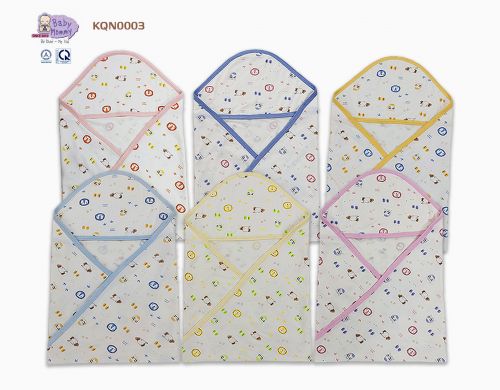 KQN0003 - Khăn quấn sơ sinh có nón in họa tiết BabyMommy